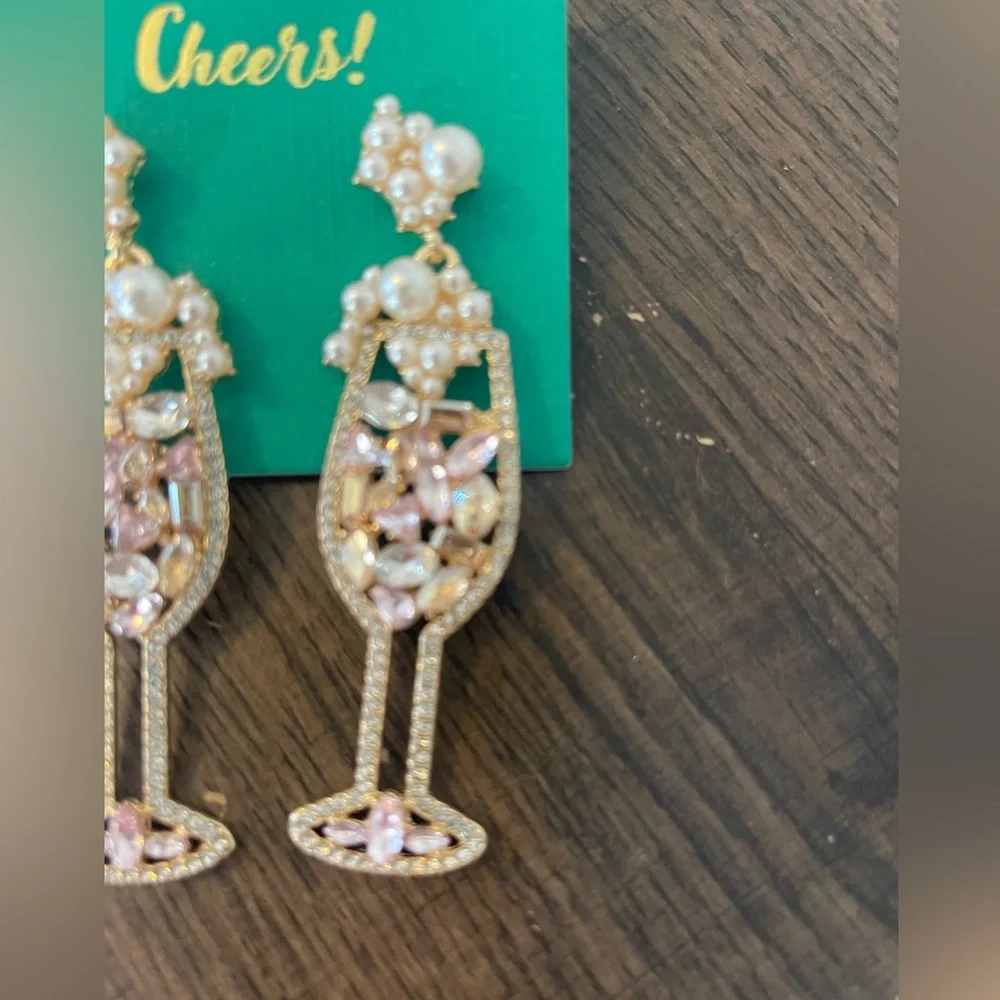 Christian Siriano champagne glasses earrings - Picture 2 of 4